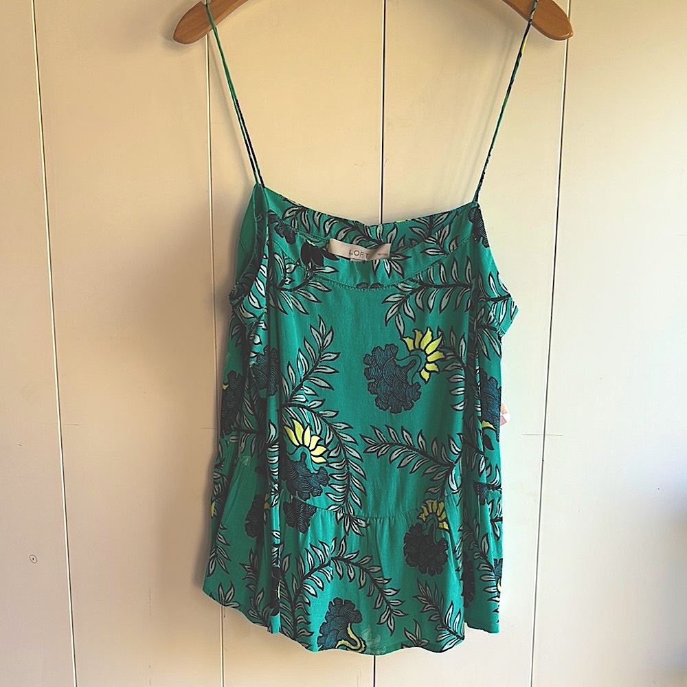 LOFT Teal Floral Camisole Size L Petite